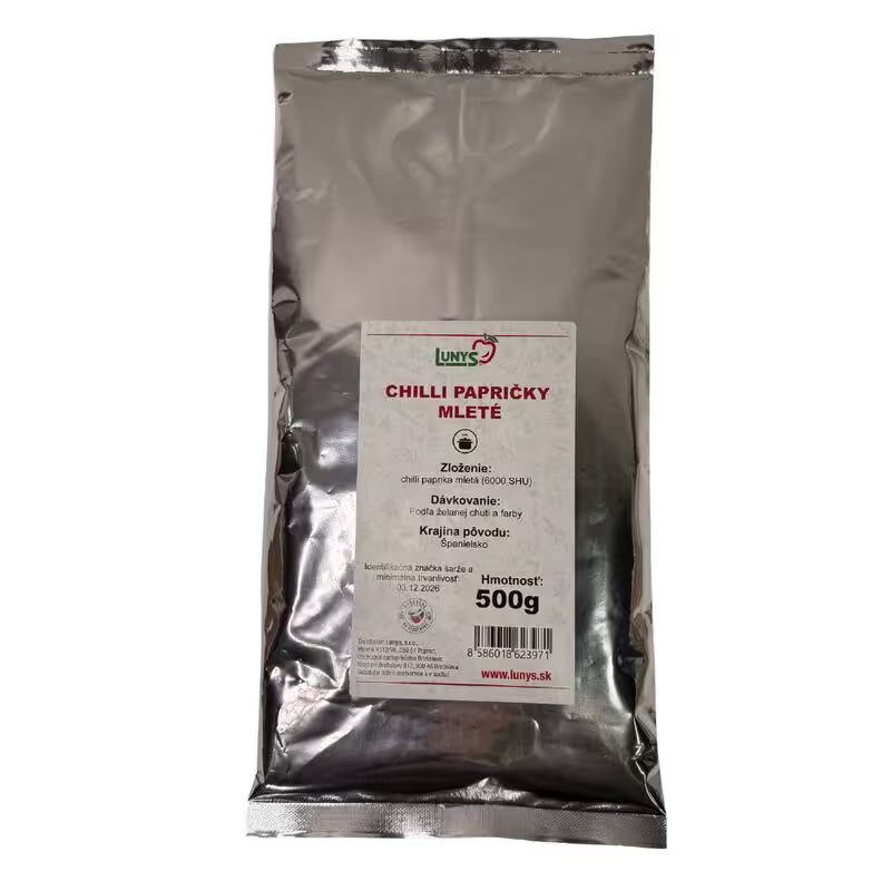 Korenie Chilli papričky mleté 500g Lunys