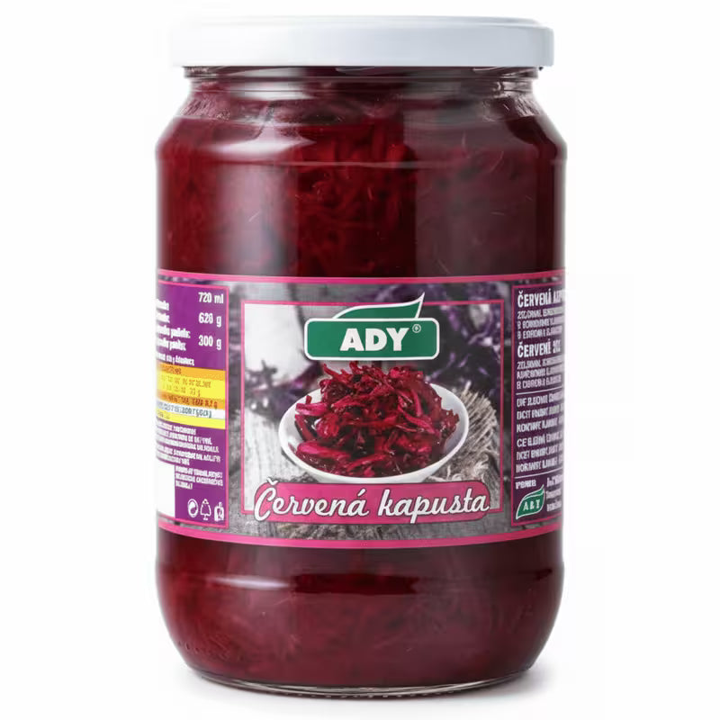 Kapusta červená v sladkokyslom náleve 720ml (620g) Ady