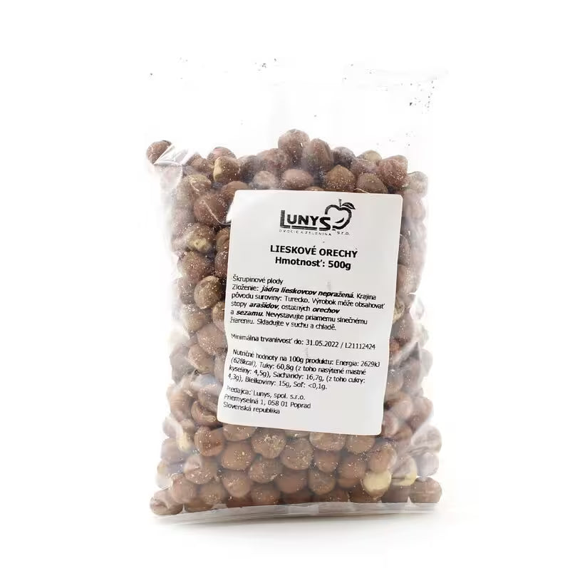 Lieskové orechy jadrá 500g Lunys