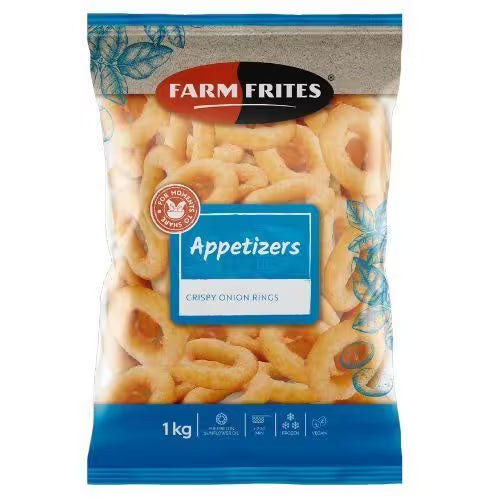 Mrazené Cibuľové krúžky Appetizers 1kg Farm Frites